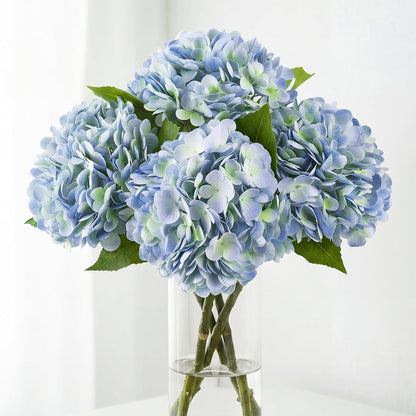 40pcs Artificial Hydrangea Silk Flower Heads with Stems, Fake Flowers for Wedding Centerpiece Home Garden Party Decoration (Blue)