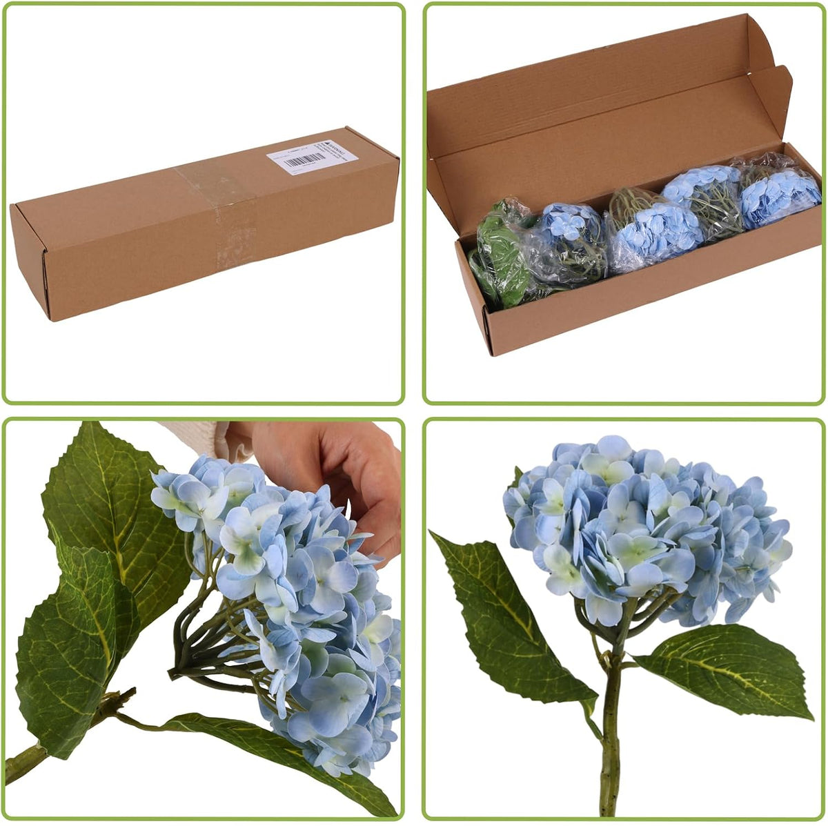 40pcs Artificial Hydrangea Silk Flower Heads with Stems, Fake Flowers for Wedding Centerpiece Home Garden Party Decoration (Blue)
