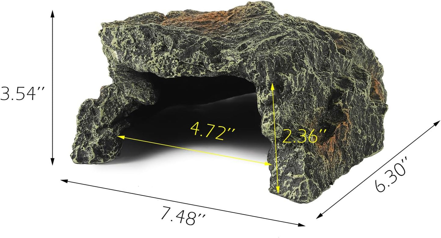 Resin Reptile Rock Cave, Lizard Tank Décor, Gecko Hide Reptile Hideout for Small Turtle Accessories for Tank, Leopard Gecko, Lazard Hideout