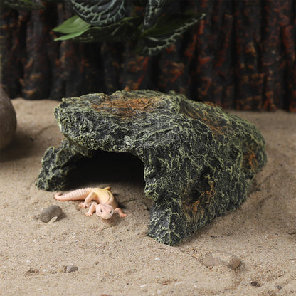 Resin Reptile Rock Cave, Lizard Tank Décor, Gecko Hide Reptile Hideout for Small Turtle Accessories for Tank, Leopard Gecko, Lazard Hideout
