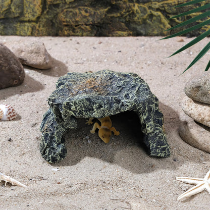 Resin Reptile Rock Cave, Lizard Tank Décor, Gecko Hide Reptile Hideout for Small Turtle Accessories for Tank, Leopard Gecko, Lazard Hideout