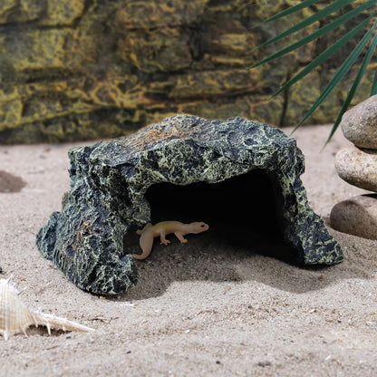 Resin Reptile Rock Cave, Lizard Tank Décor, Gecko Hide Reptile Hideout for Small Turtle Accessories for Tank, Leopard Gecko, Lazard Hideout