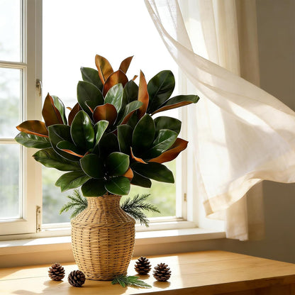 3 Stems Faux Magnolia Flowers, Magnolia Fake Flowers, Real Touch Creamy White Southern Magnolia Stems Artificial Realistic, Faux Florals for Vase