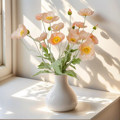 Artificial Poppy Flowers, 8 Bundles Faux Poppies with Stems for Floral Arrangements - Wedding, Home, Office, Party Table Centerpiece Decor