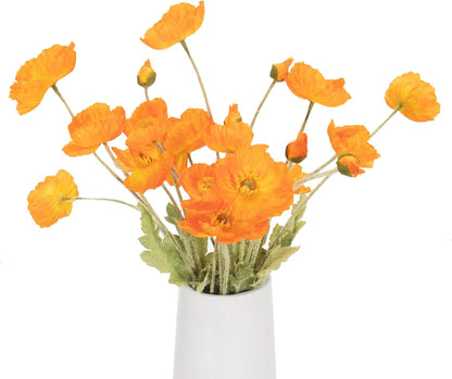 Artificial Poppy Flowers, 8 Bundles Faux Poppies with Stems for Floral Arrangements - Wedding, Home, Office, Party Table Centerpiece Decor