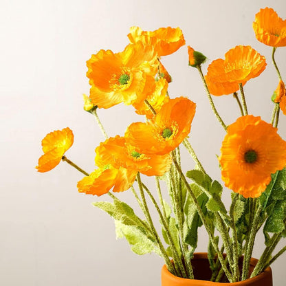 Artificial Poppy Flowers, 8 Bundles Faux Poppies with Stems for Floral Arrangements - Wedding, Home, Office, Party Table Centerpiece Decor