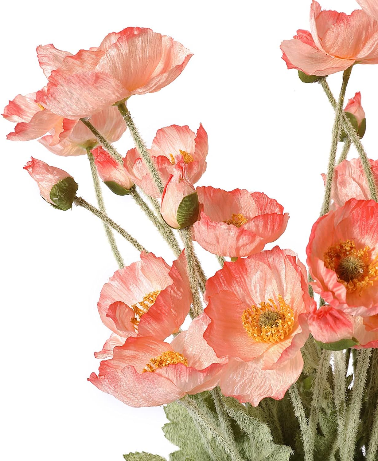 Artificial Poppy Flowers, 8 Bundles Faux Poppies with Stems for Floral Arrangements - Wedding, Home, Office, Party Table Centerpiece Decor