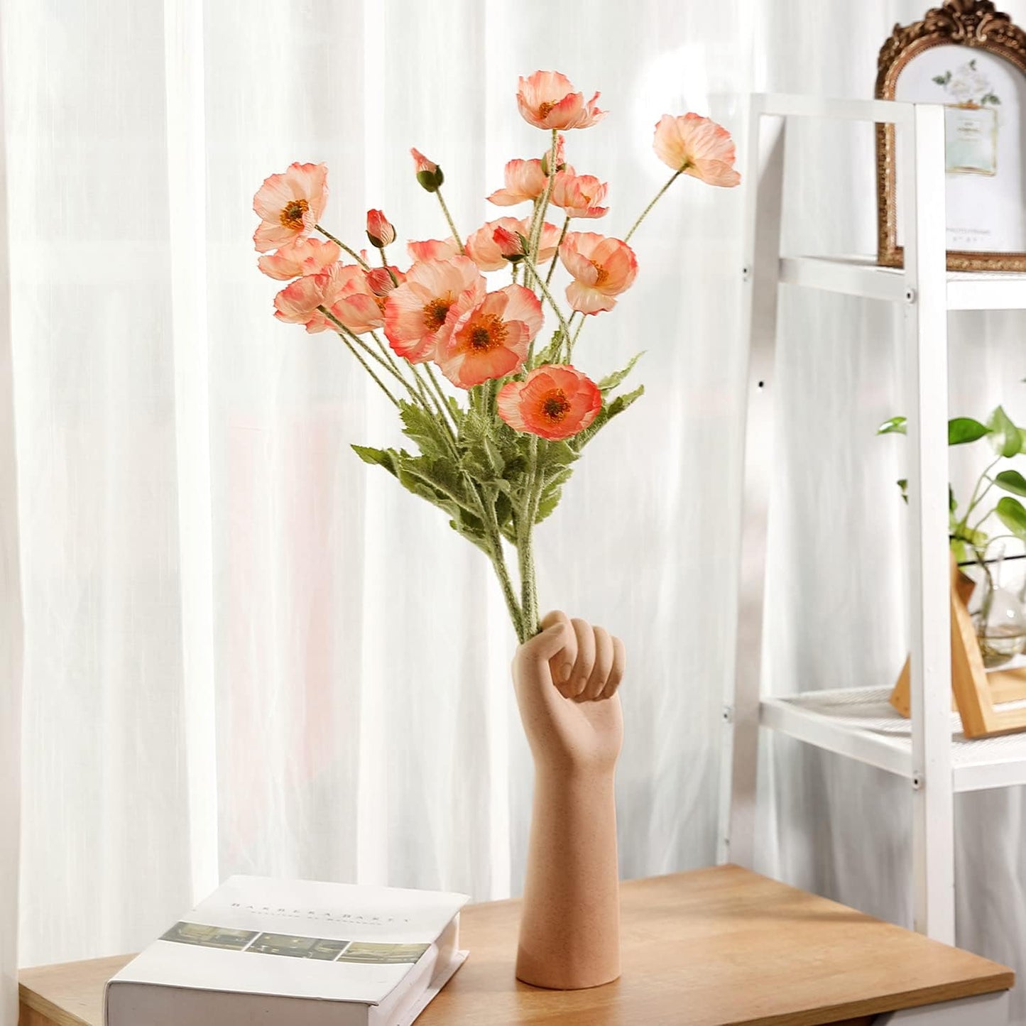 Artificial Poppy Flowers, 8 Bundles Faux Poppies with Stems for Floral Arrangements - Wedding, Home, Office, Party Table Centerpiece Decor