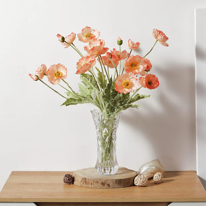 Artificial Poppy Flowers, 8 Bundles Faux Poppies with Stems for Floral Arrangements - Wedding, Home, Office, Party Table Centerpiece Decor