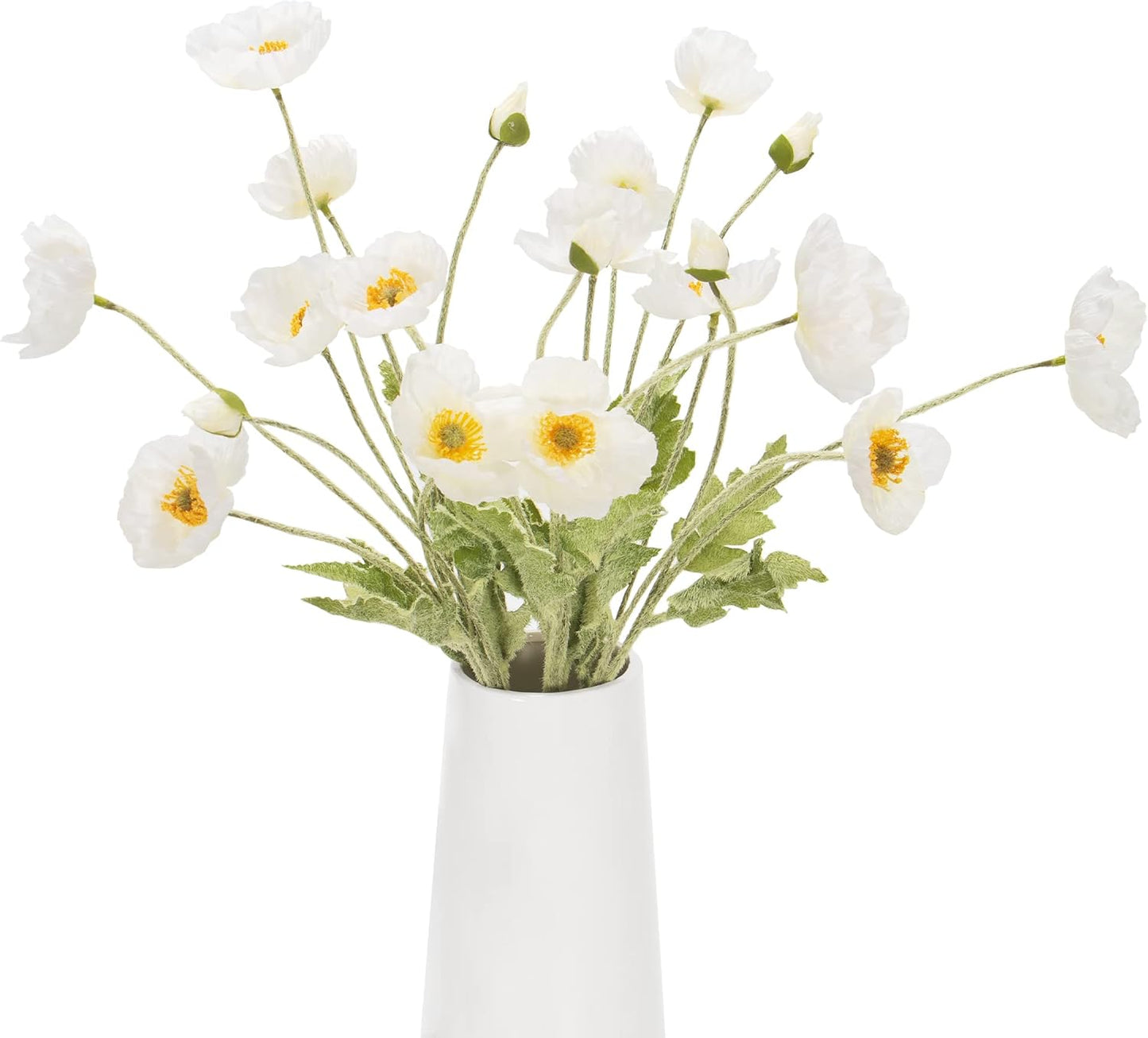 Artificial Poppy Flowers, 8 Bundles Faux Poppies with Stems for Floral Arrangements - Wedding, Home, Office, Party Table Centerpiece Decor