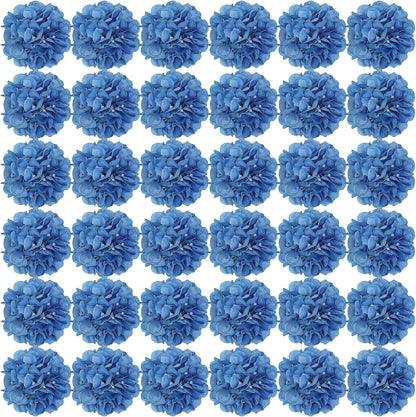 Royal Blue Hydrangea Artificial Flowers Bulk with Stems 64 Pcs