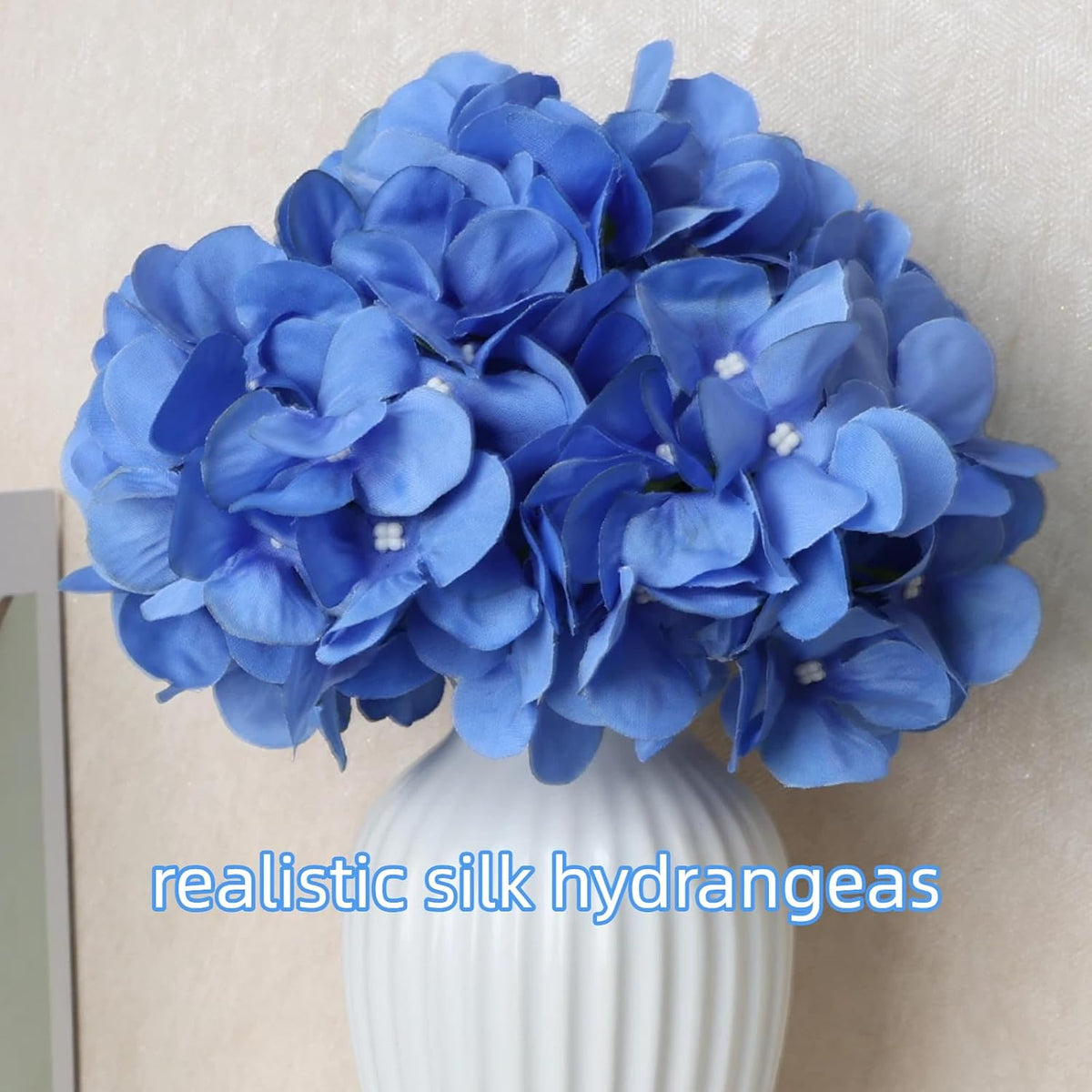 Royal Blue Hydrangea Artificial Flowers Bulk with Stems 64 Pcs