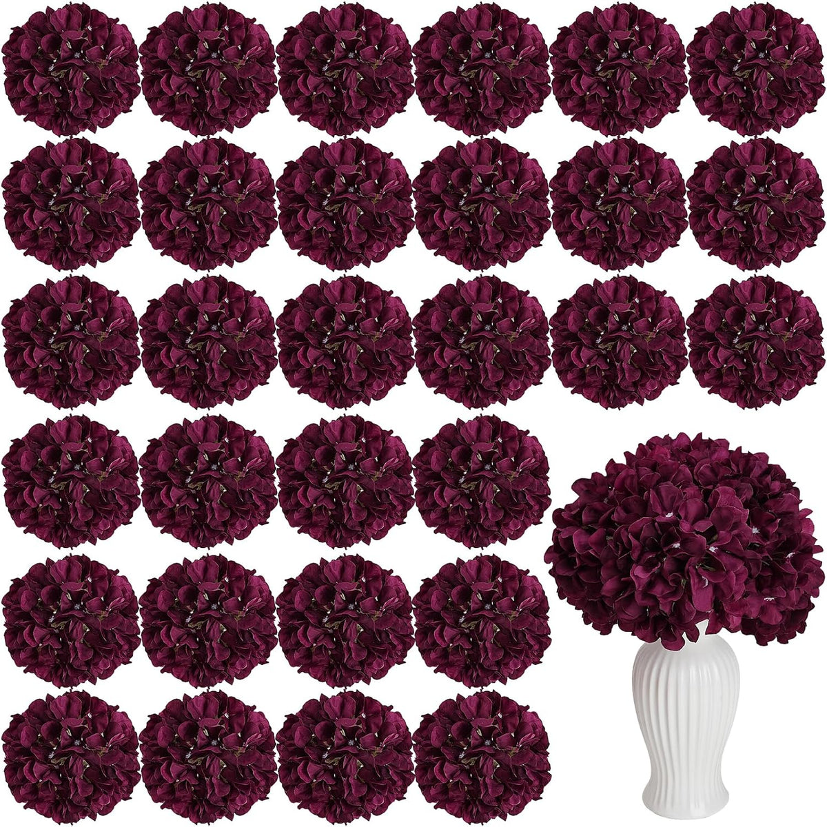 Royal Blue Hydrangea Artificial Flowers Bulk with Stems 64 Pcs