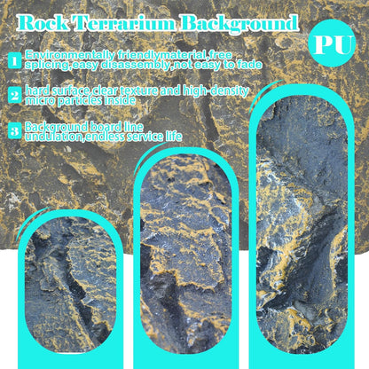 Rock Terrarium Background,3D Bearded Dragon Tank Backgrounds Wall Reptile Stereo Backdrop Amphibian Habitat Climbing Board Decoration Aquarium Background Decor for Reptiles Lizard Fish Frog