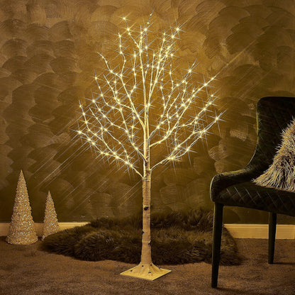 LED Birch Tree 4FT 200L Warm White Fairy Lights, Lighted Trees for Indoor Outdoor Home Thanksgiving Christmas Holiday Decoration