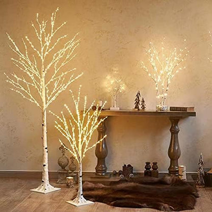LED Birch Tree 4FT 200L Warm White Fairy Lights, Lighted Trees for Indoor Outdoor Home Thanksgiving Christmas Holiday Decoration