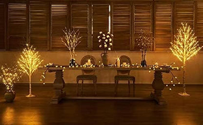 LED Birch Tree 4FT 200L Warm White Fairy Lights, Lighted Trees for Indoor Outdoor Home Thanksgiving Christmas Holiday Decoration