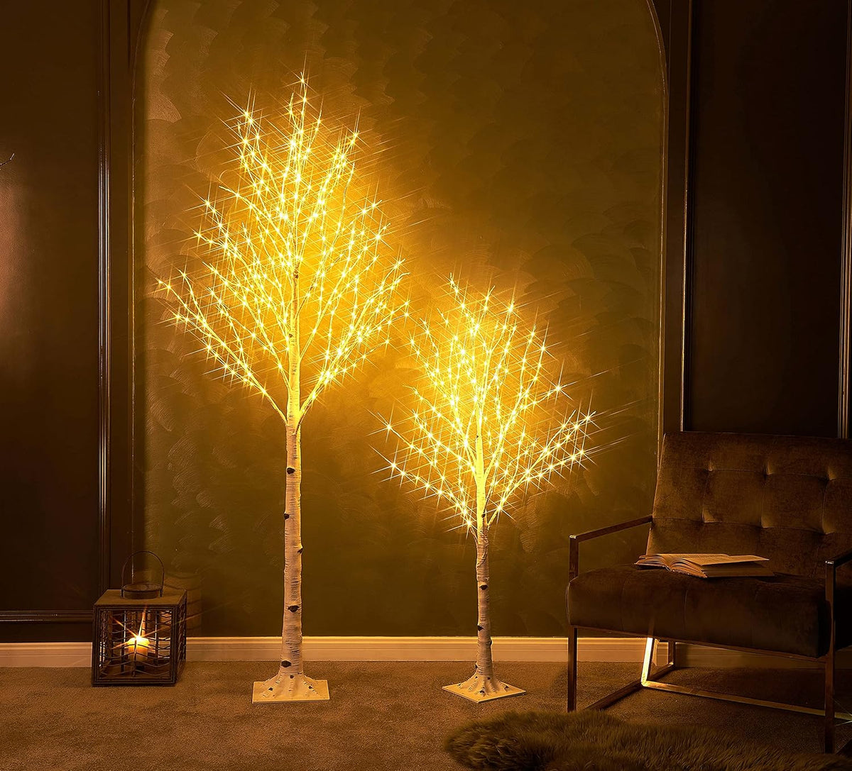 LED Birch Tree 4FT 200L Warm White Fairy Lights, Lighted Trees for Indoor Outdoor Home Thanksgiving Christmas Holiday Decoration