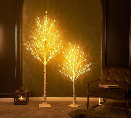 LED Birch Tree 4FT 200L Warm White Fairy Lights, Lighted Trees for Indoor Outdoor Home Thanksgiving Christmas Holiday Decoration