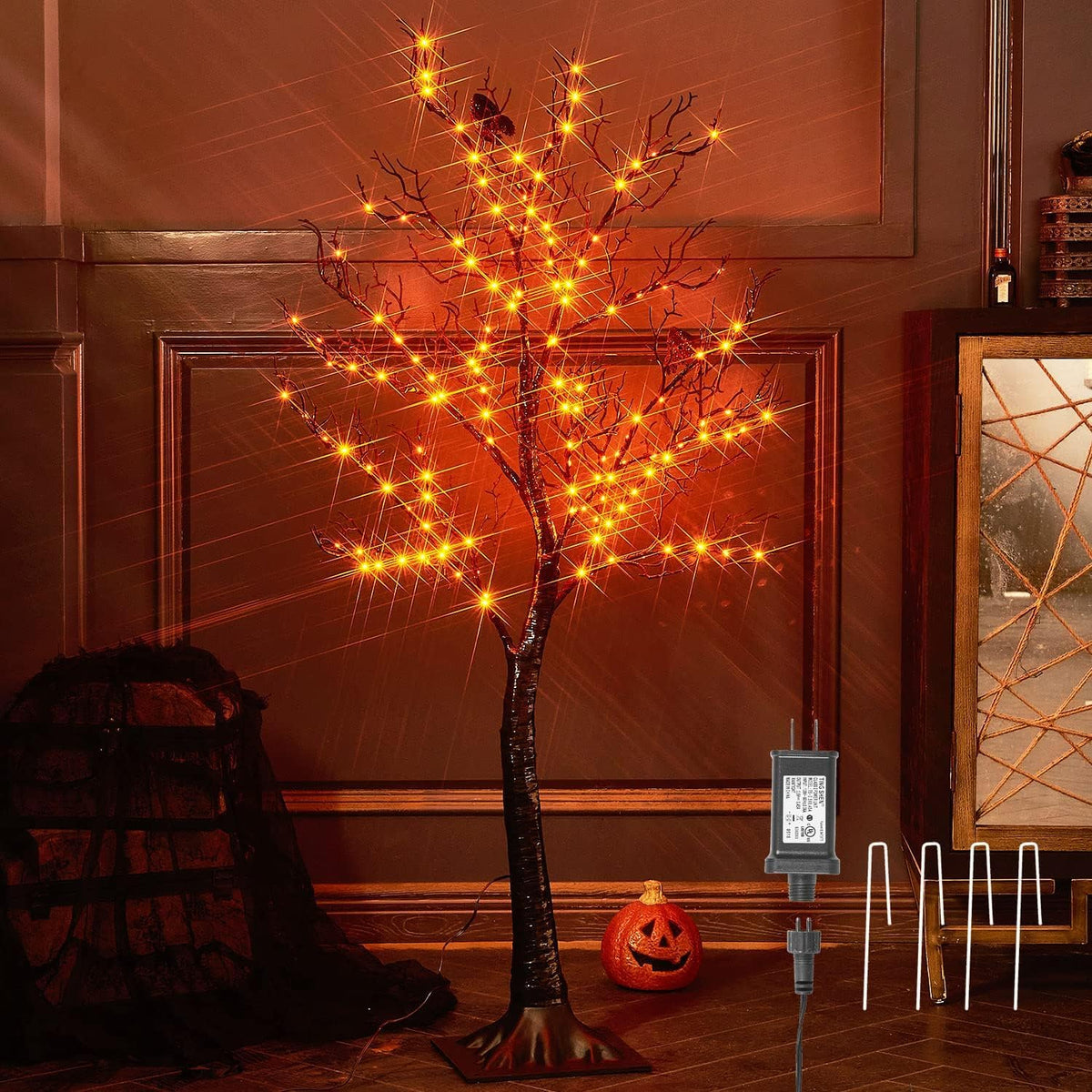 LED Birch Tree 4FT 200L Warm White Fairy Lights, Lighted Trees for Indoor Outdoor Home Thanksgiving Christmas Holiday Decoration