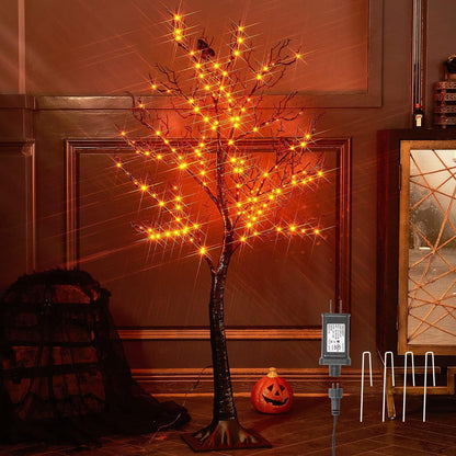 LED Birch Tree 4FT 200L Warm White Fairy Lights, Lighted Trees for Indoor Outdoor Home Thanksgiving Christmas Holiday Decoration