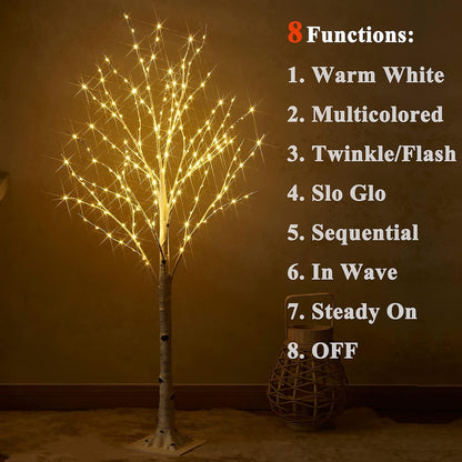LED Birch Tree 4FT 200L Warm White Fairy Lights, Lighted Trees for Indoor Outdoor Home Thanksgiving Christmas Holiday Decoration
