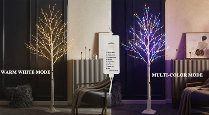 LED Birch Tree 4FT 200L Warm White Fairy Lights, Lighted Trees for Indoor Outdoor Home Thanksgiving Christmas Holiday Decoration