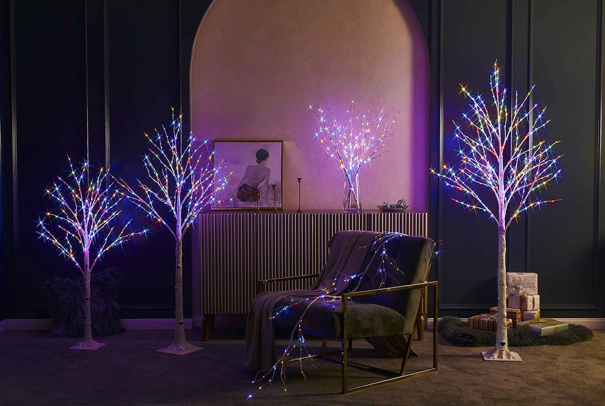 LED Birch Tree 4FT 200L Warm White Fairy Lights, Lighted Trees for Indoor Outdoor Home Thanksgiving Christmas Holiday Decoration