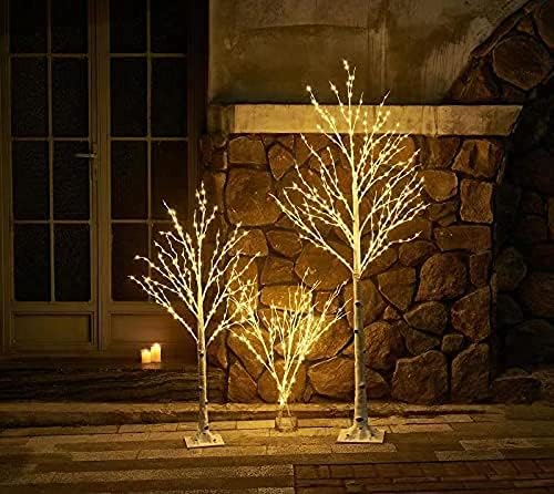LED Birch Tree 4FT 200L Warm White Fairy Lights, Lighted Trees for Indoor Outdoor Home Thanksgiving Christmas Holiday Decoration