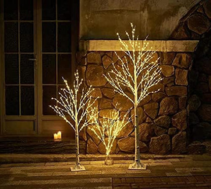 LED Birch Tree 4FT 200L Warm White Fairy Lights, Lighted Trees for Indoor Outdoor Home Thanksgiving Christmas Holiday Decoration