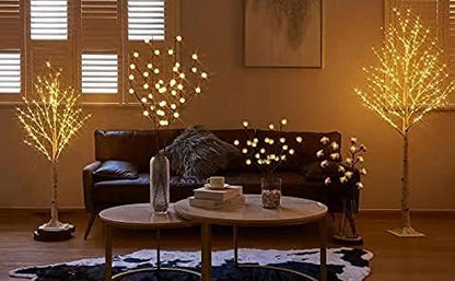 LED Birch Tree 4FT 200L Warm White Fairy Lights, Lighted Trees for Indoor Outdoor Home Thanksgiving Christmas Holiday Decoration