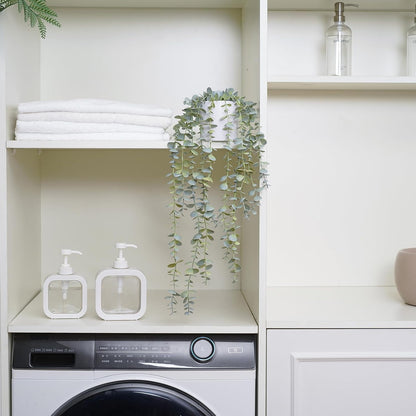 Decorative Hanging Plants for Shelf, Faux Ivy Eucalyptus Vine, Fake Greenery in White Bigger Pot (Light Green, 1PCS)