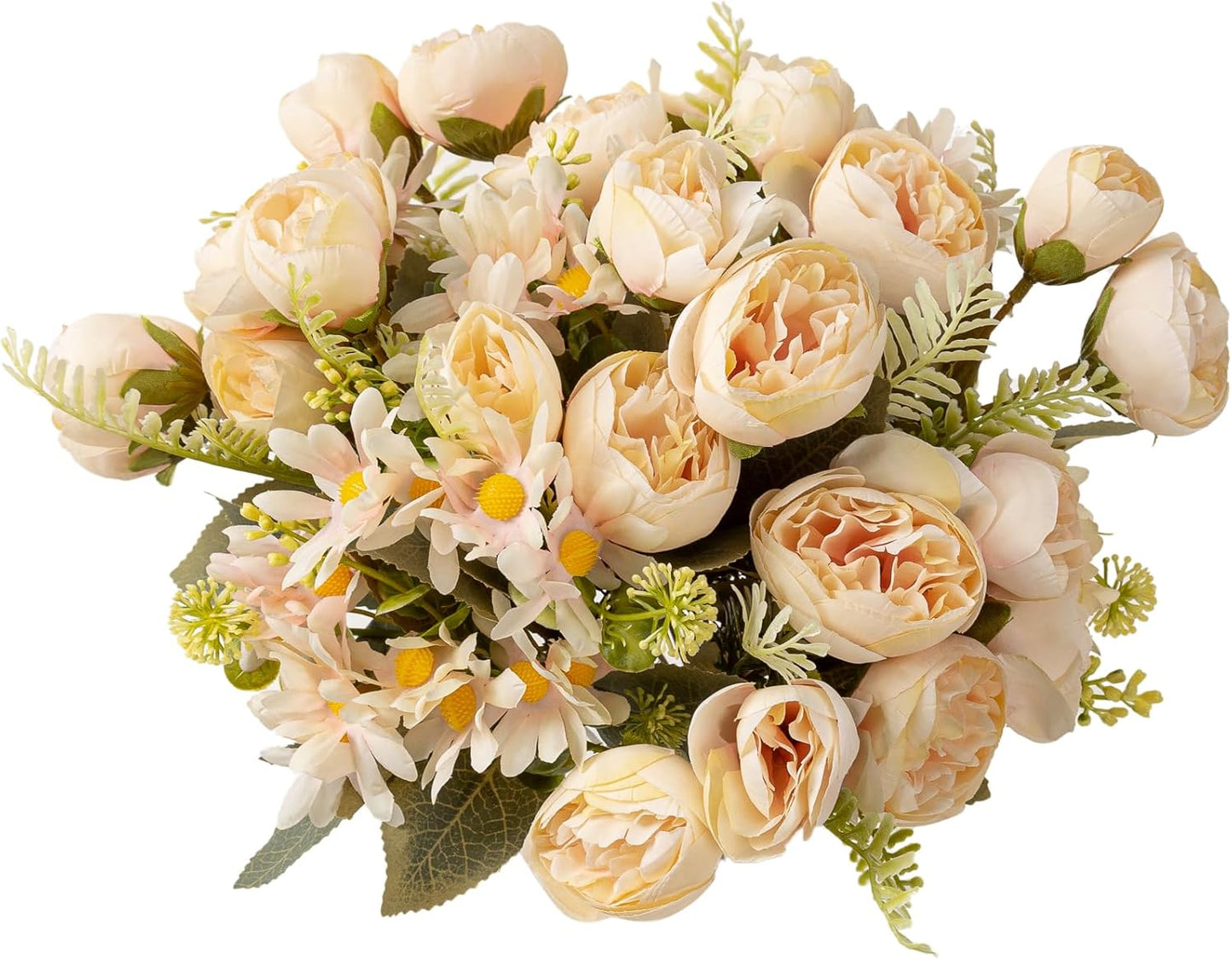 Artificial Peonies Flowers,Fake Peony Silk Flower Bouquet 3 Bundles Plastic Florals Bulk Arrangements for Vase Wedding Decoration(Orange)