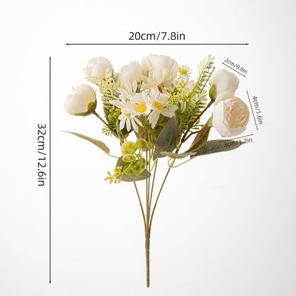 Artificial Peonies Flowers,Fake Peony Silk Flower Bouquet 3 Bundles Plastic Florals Bulk Arrangements for Vase Wedding Decoration(Orange)