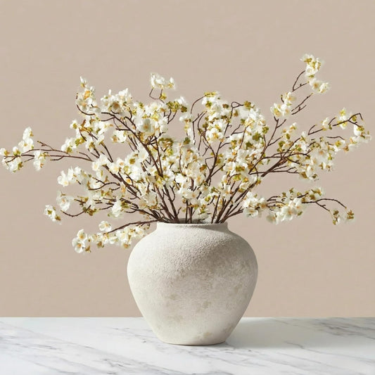 White Cherry Blossom Branches – 6 Pcs 33.5" Long Stem Artificial Flowers