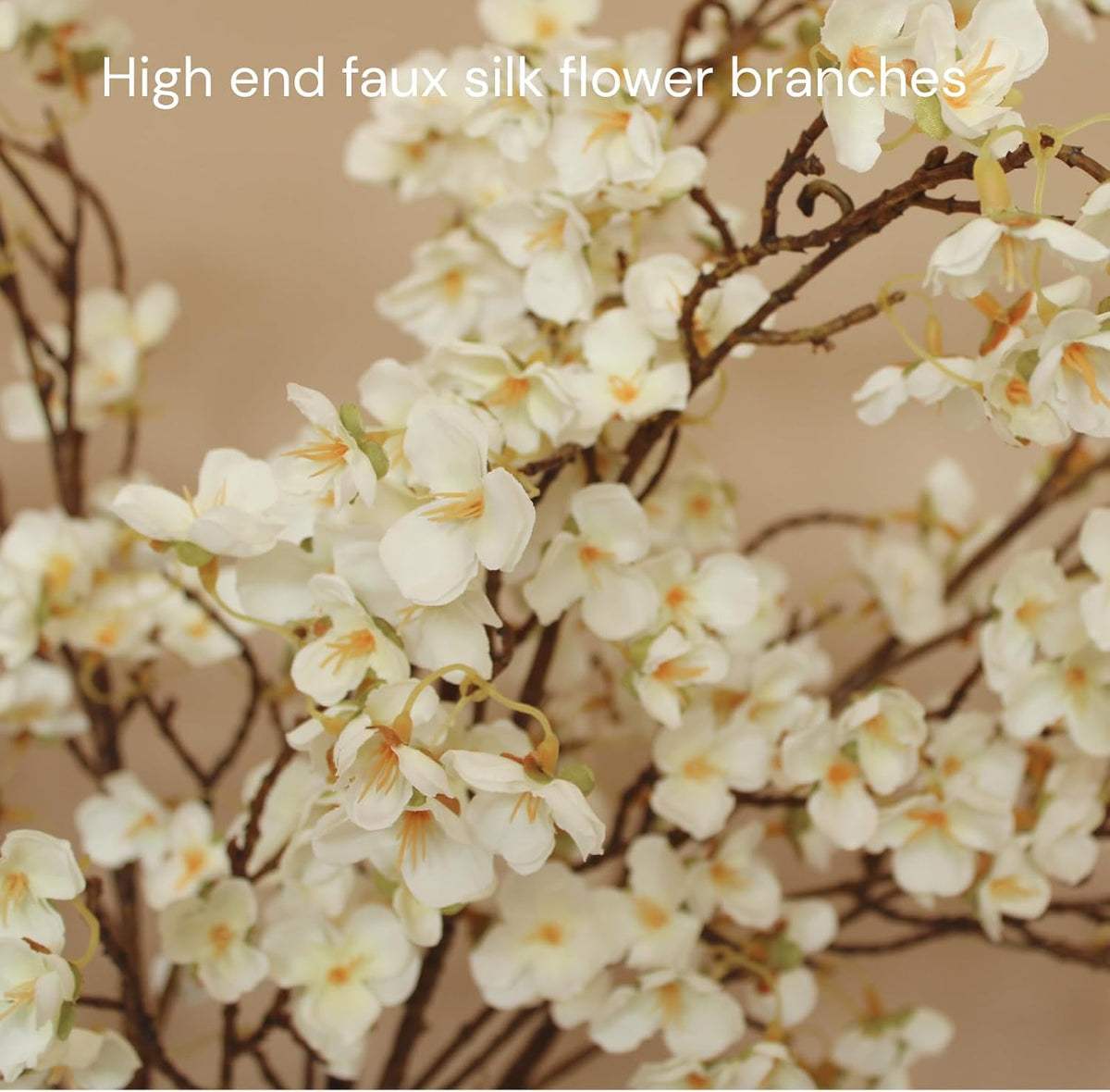 White Cherry Blossom Branches – 6 Pcs 33.5" Long Stem Artificial Flowers