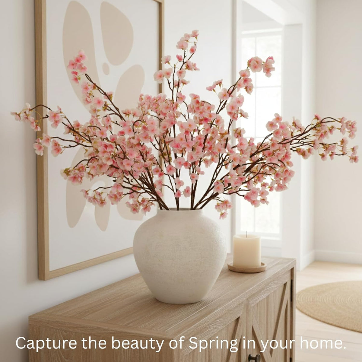 White Cherry Blossom Branches – 6 Pcs 33.5" Long Stem Artificial Flowers