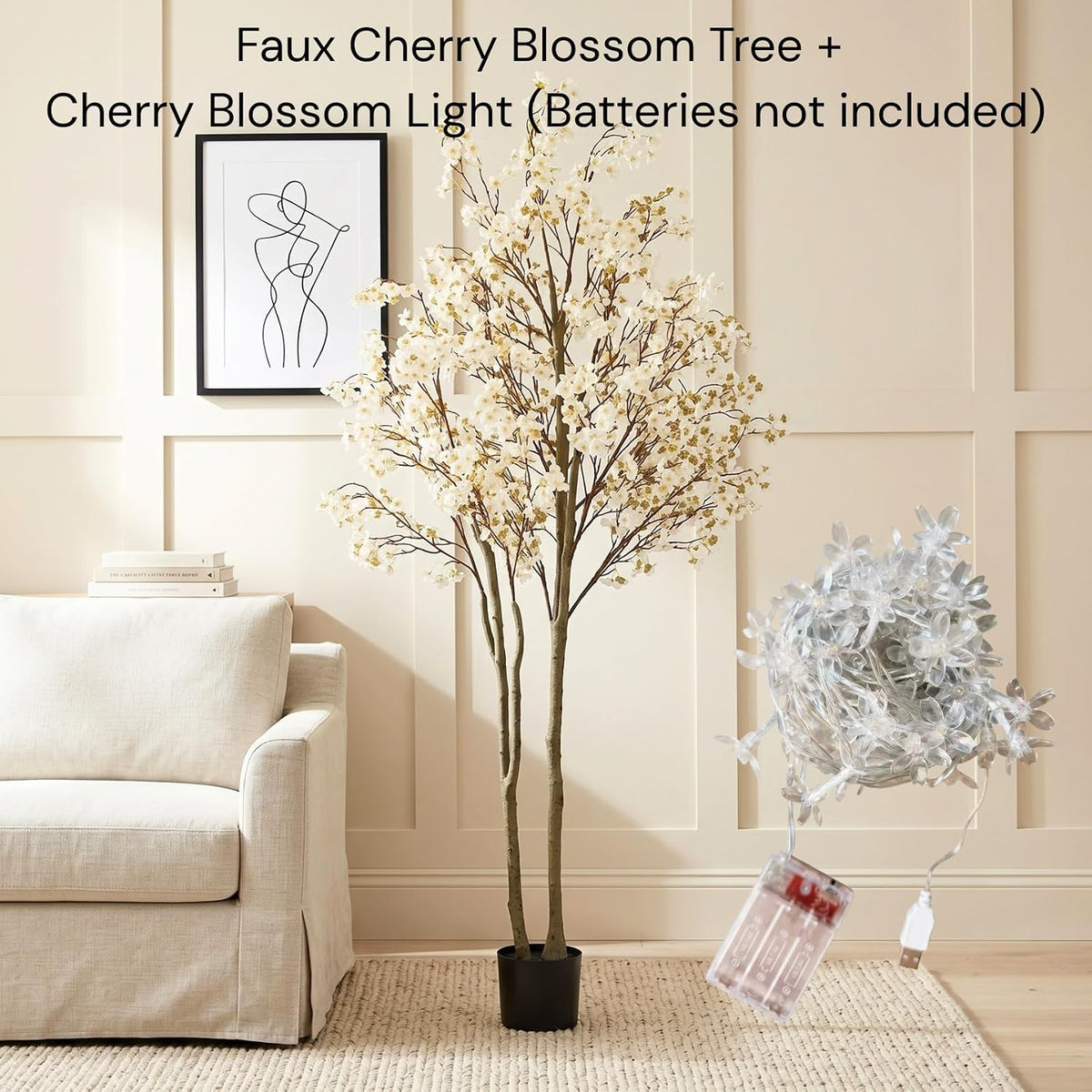 White Cherry Blossom Branches – 6 Pcs 33.5" Long Stem Artificial Flowers
