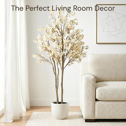 White Cherry Blossom Branches – 6 Pcs 33.5" Long Stem Artificial Flowers