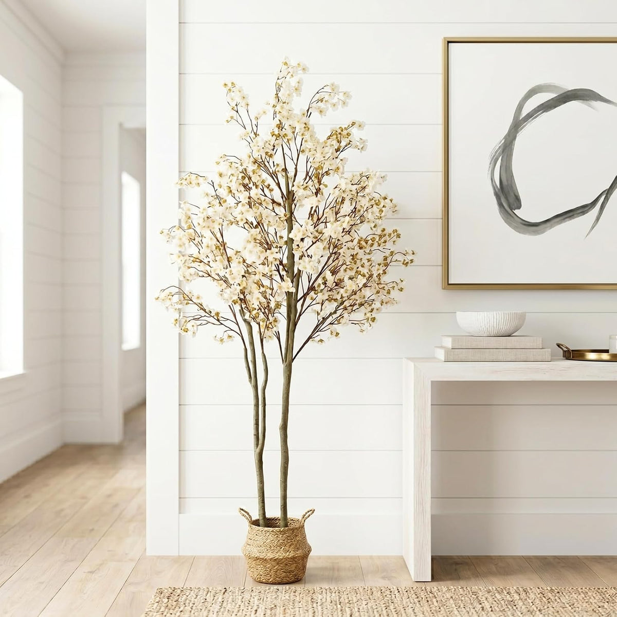 White Cherry Blossom Branches – 6 Pcs 33.5" Long Stem Artificial Flowers