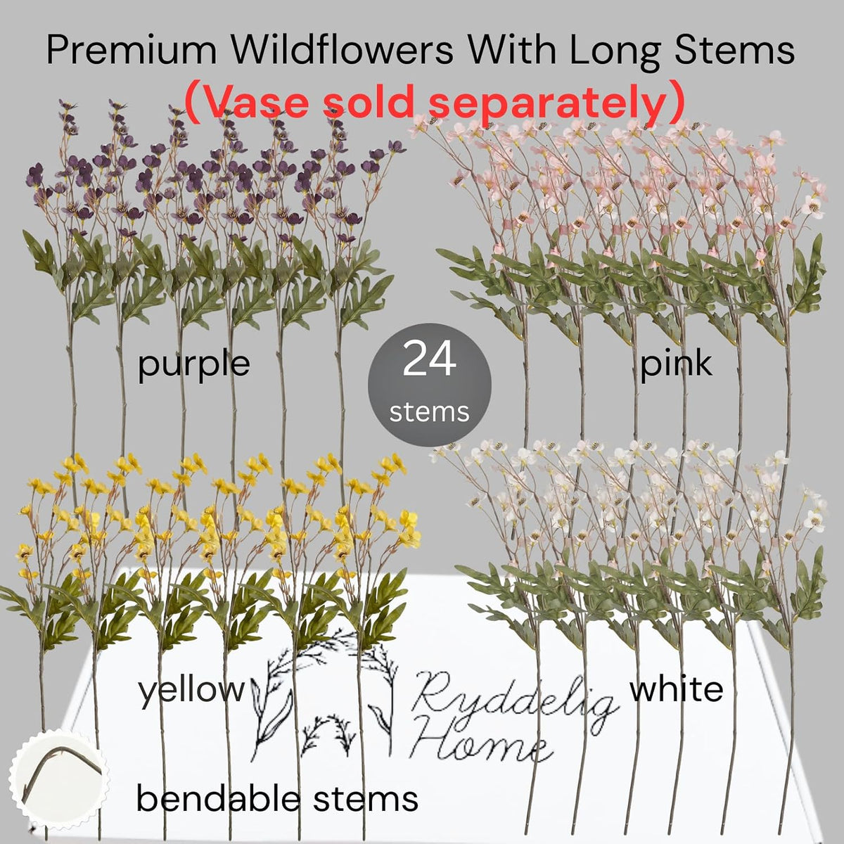 White Cherry Blossom Branches – 6 Pcs 33.5" Long Stem Artificial Flowers
