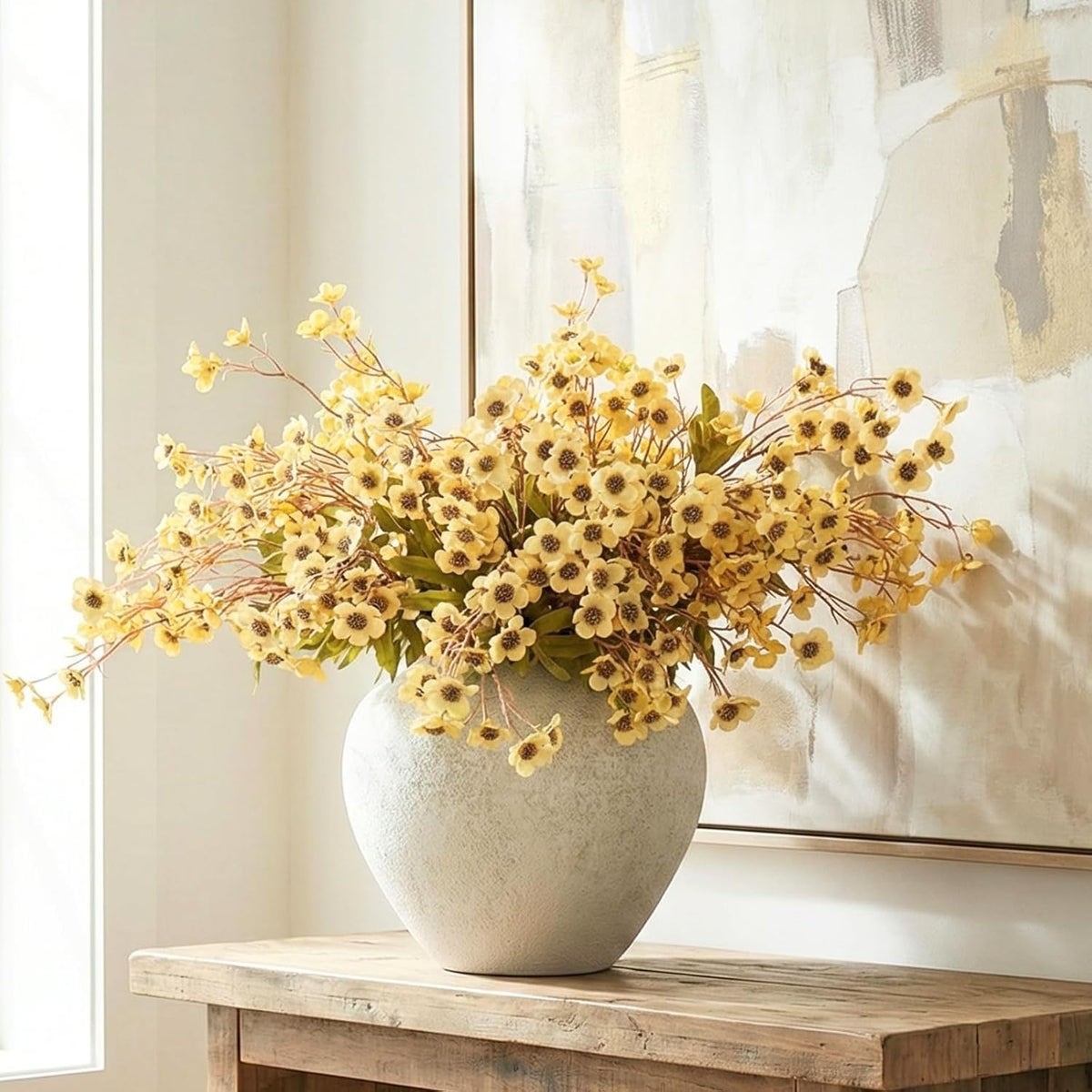 White Cherry Blossom Branches – 6 Pcs 33.5" Long Stem Artificial Flowers