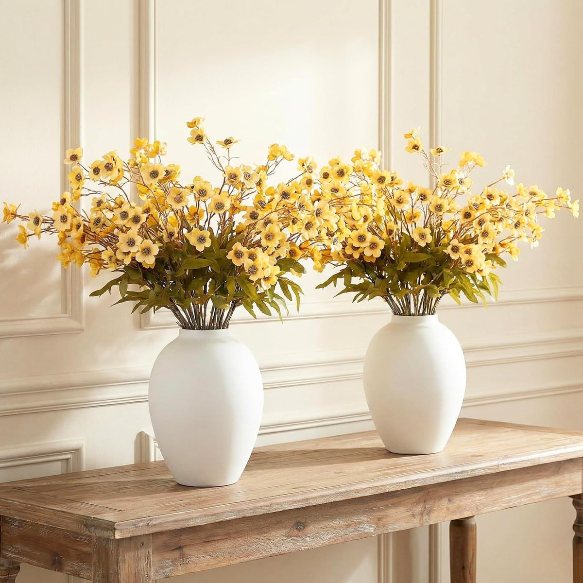 White Cherry Blossom Branches – 6 Pcs 33.5" Long Stem Artificial Flowers