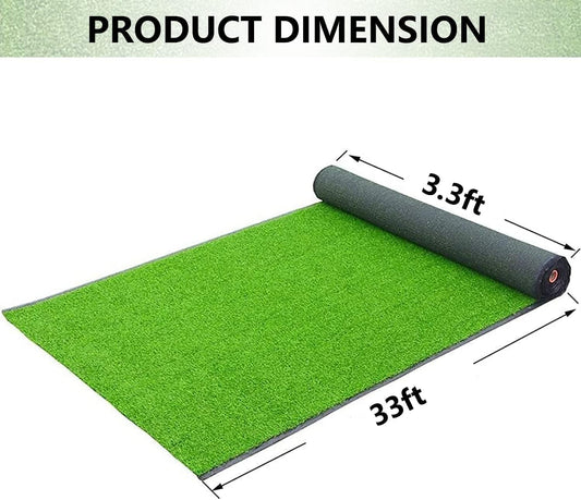 Artificial Grass Turf Rug, 3.3ft x 33 ft Large Realistic Grass Lawn Carpet Roll,1.18" Thick Synthetic Turf Mat with Drain Holes for Indoor Outdoor Garden Landscape Dog -109 sq. ft