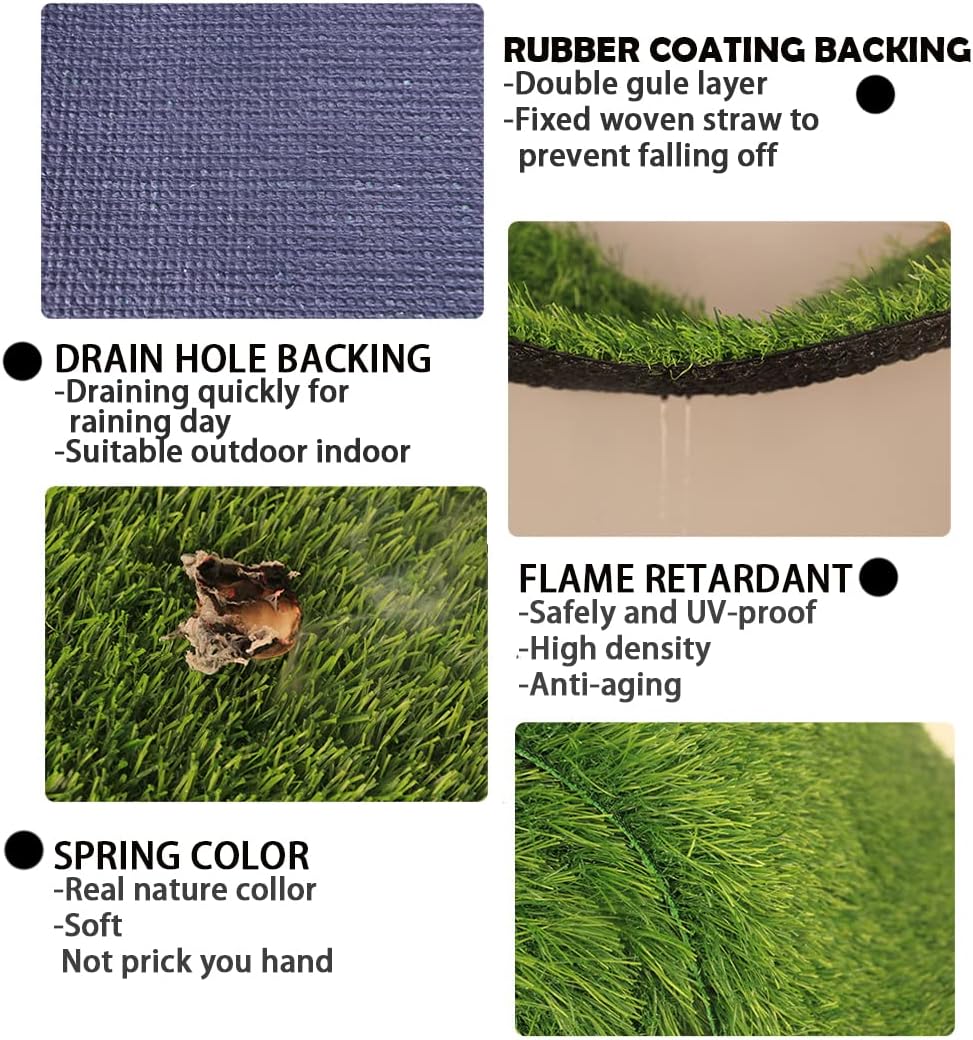 Artificial Grass Turf Rug, 3.3ft x 33 ft Large Realistic Grass Lawn Carpet Roll,1.18" Thick Synthetic Turf Mat with Drain Holes for Indoor Outdoor Garden Landscape Dog -109 sq. ft