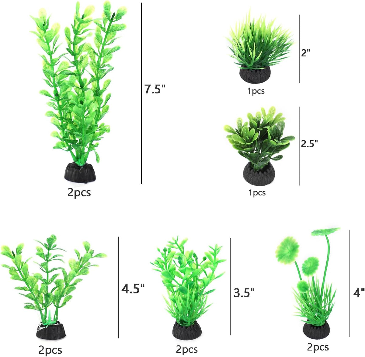 Artificial Fish Tank Plants, Plastic Aquarium Decorations, Green Accessories, 10pcs