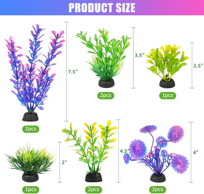 Artificial Fish Tank Plants, Plastic Aquarium Decorations, Green Accessories, 10pcs