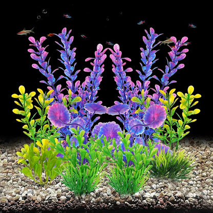 Artificial Fish Tank Plants, Plastic Aquarium Decorations, Green Accessories, 10pcs