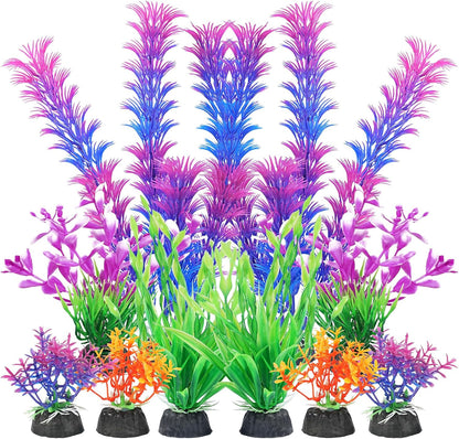 Artificial Fish Tank Plants, Plastic Aquarium Decorations, Green Accessories, 10pcs