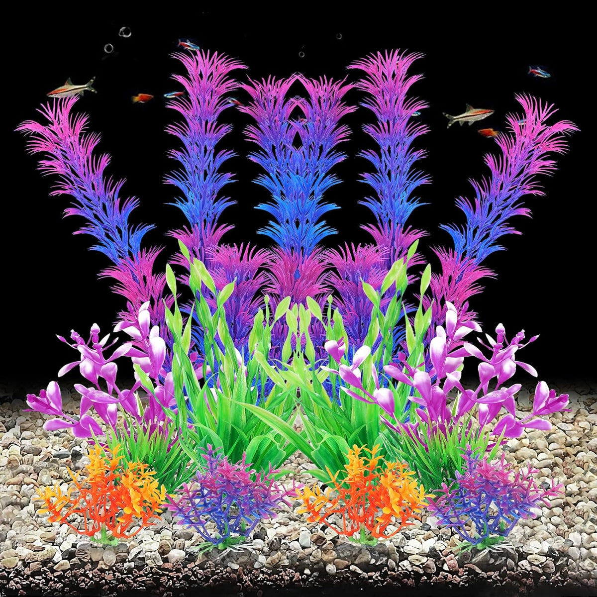 Artificial Fish Tank Plants, Plastic Aquarium Decorations, Green Accessories, 10pcs